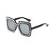 Fashionable Personality Diamond-Plated With Colorful Lenses For Women, Square Starry Sky Large Frame Sunglasses_viptrois.com
