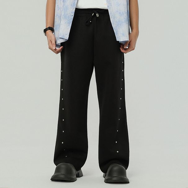 Savage Base, American Retro Rivet Drawstring Casual Sweatpants Autumn Loose Casual Versatile Sports Straight Pants_viptrois.com