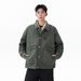 Vintage Workwear Jacket For Men - American High Street Style Loose Fit Casual Outerwear In Army Green_viptrois.com