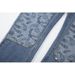 Men's Clothing High Street Fashion Stitching Washed Blue Cashew Flower Casual Skinny Jeans_viptrois.com