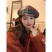 Small niche beret women's new color grid fresh bud woolen painter pumpkin hat_viptrois.com