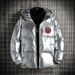 Men's Clothing Winter Fashion Thick Hooded Cotton Padded Jacket With Glossy Finish, Silicone Tiger Head Casual Puffer Jacket Cotton Padded Coat_viptrois.com