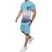 Men's Clothing Summer Fashion Classic Short Sleeved Shorts Men's Seaside Gradient Coconut Tree Print T Shirt Suit_viptrois.com