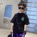 Mother & Kids 100% cotton boy short-sleeved T-shirt 2024 summer new children's Korean version loose handsome tops medium and large children's T-shirt_viptrois.com