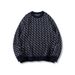 Men's Clothing Jacquard Knit Sweater Autumn/Winter Original Streetwear Geometric Knit Sweater - Oversized Crewneck Pullover In Navy Blue_viptrois.com