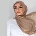 Muslim Headscarf Muslim Scarf High Quality Soft Wide Rim Thin Modal Monochrome Rayon Scarf With Modal Wide Rim Small Hat Set_viptrois.com