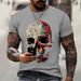Men's Clothing Fashion Personality Skull Creative 3D Printing Casual Large Size Short Sleeved T Shirt For Men And Women_viptrois.com