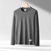 Morandi Color Long Sleeve T-Shirt For Men, Solid Color, Japanese Simple Round Neck, Couple Style, Inner Layer, Base_viptrois.com