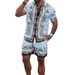 Men's Casual Loose Short Sleeved Shirt Shorts Hawaiian Suit_viptrois.com