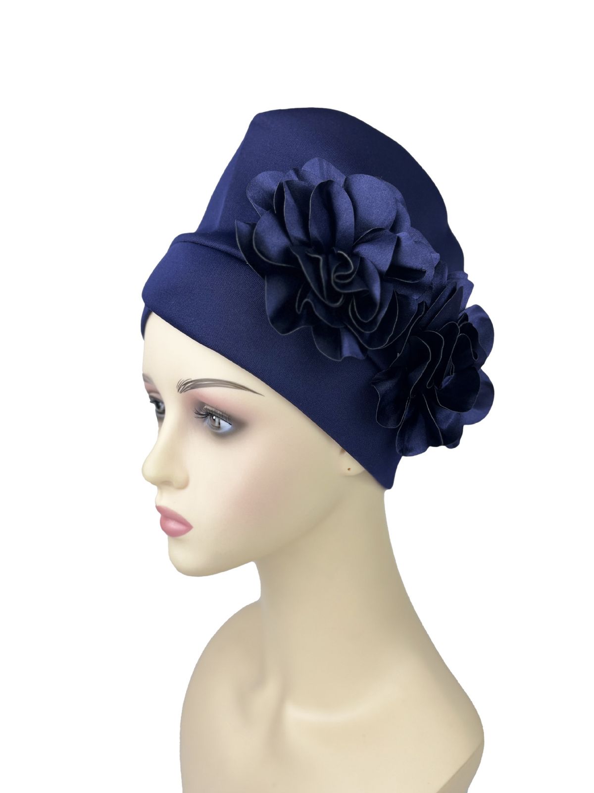 Women's Hijab hat exaggerated hat air layer side large flower hat Muslim hat Baotou hat_viptrois.com