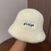 Leisure Korean Letter Sticker Fishing Women's Autumn Winter Warm and Cold Resistant Mink Hair Foldable Bowl Hat_viptrois.com