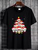 Christmas Sugar Skull On Tree Funny Santa Sugar Skull Xmas T-Shirt Stylish Casual Top For Everyday Wear Stretched Slightly Fashion Graphic Soft_viptrois.com