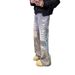 Men's Clothing Retro Two Piece Pants Design Advanced Camouflage Patchwork Jeans Cleanfit Straight Pants_viptrois.com
