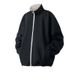 Reversible Streetwear Jacket – Unisex Two-Sided Stand Collar Coat With Zip Closure (M-3XL, Black/White & Red/White & Black/Red)_viptrois.com