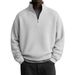 Men's Waffle-Knit Half-Zip Sweatshirt – Seasonless Stretch Polyester Pullover (Breathable Grid Texture, 10 Colors, S-5XL)_viptrois.com
