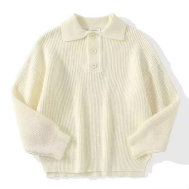 New lazy style collar sweater for men, retro solid color, high-end sense, knitted sweater with a half button collar_viptrois.com