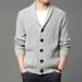 Pulse Solid Color Single-Breasted Cardigan Knitted Sweater Men's European And American Style New 2023 Pocket Long Sleeve Side_viptrois.com