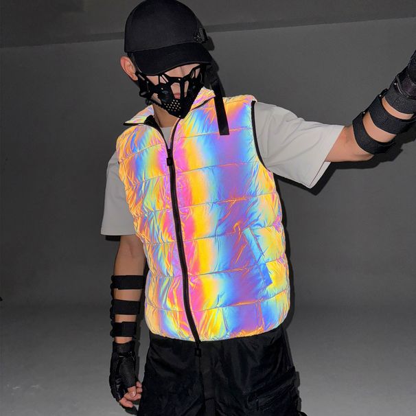 Men's Clothing colorful reflective cotton vest men's autumn and winter outdoor warm thick colorful reflective vest_viptrois.com