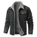 "Men's Heavyweight Fleece-Lined Work Jacket – All-Season Cotton-Polyester Blend With Utility Pockets | Black/Dark Gray | Sizes M-5XL"_viptrois.com