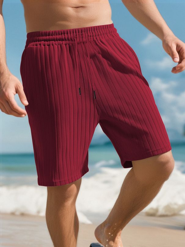 Men's Clothing New European And American Independent Station Jacquard Sports Shorts Multi Pocket Style Drawstring Men's Striped Beach Pants_viptrois.com