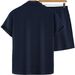 Men's Clothing Hot Selling Summer Hawaiian Vacation Shirt Shorts 2 Piece Set Solid Color Wave Stripe Texture Fabric_viptrois.com