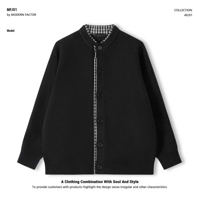 "Men's Plaid Patchwork Knit Cardigan – Oversized Layering Sweater (Autumn Vintage Style, Relaxed Fit, Distressed Texture, Unisex Appeal)"_viptrois.com