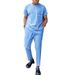 Men's Clothing New Blue Short Sleeved Loose Men's Suit_viptrois.com