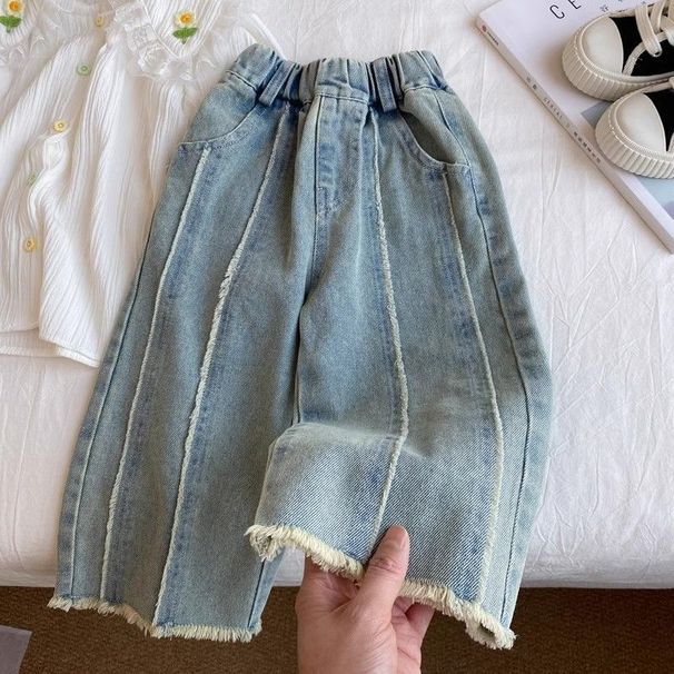 Toddler Girls Clothing Straight Jeans Girls Stylish Wide Leg Pants Spring And Autumn Children's Trousers_viptrois.com