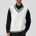 Hanmei Men's Winter New Pullover V-Neck Cable Knit Sleeveless Top Vest Sweater F3328_viptrois.com