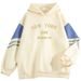 American Style Color Block Sweatshirt Couple Loose Fit NEW YORK 1898 Pullover Outerwear Cool Top_viptrois.com