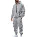 Men's Casual Sportswear Workwear Trendy Loose Fit Fleece Lined Heavyweight Fleece Jacket And Pants Set For Winter_viptrois.com