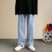 2024 Spring Streetwear Baggy Jeans Men Korean Fashion Loose Straight Wide Leg Hip-hop Pants Male Brand Clothing Black Light Blue_viptrois.com