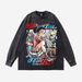 American Style Pure Cotton Crew Neck Sweatshirt High Street Oversize Loose 280G Washed Vintage Top_viptrois.com