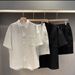 Men's Clothing Houndstooth Lapel Shirt Casual Shorts Two Piece Suit New Couple Student Loose Versatile Suit_viptrois.com