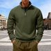 Men's Half-Zip Ribbed Stand Collar Sweatshirt - Casual Loose Pullover Fleece-Lined Hoodie For Winter & Autumn_viptrois.com