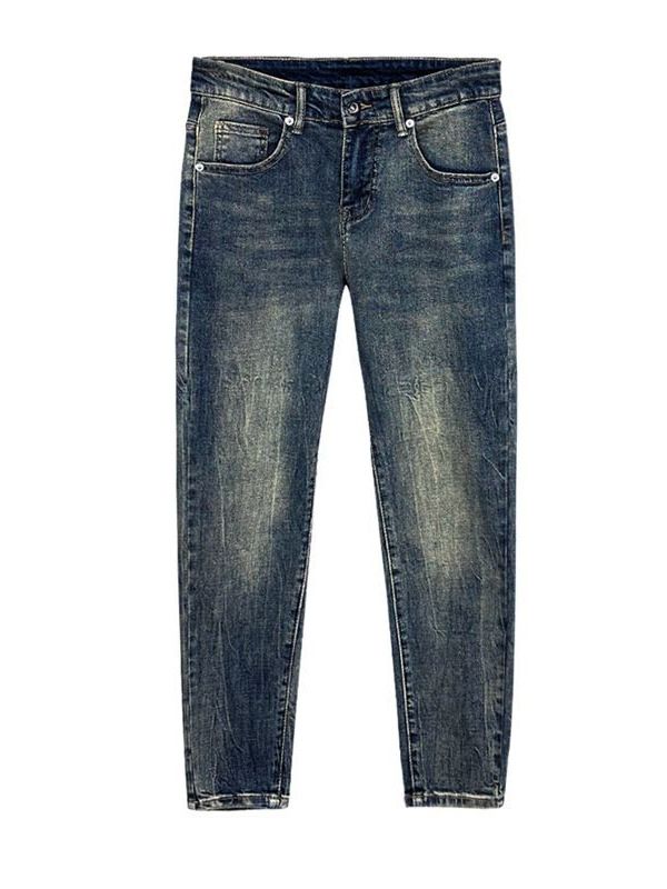 Men's Clothing Fashion brand solid color jeans men 2024 summer new loose harem pants cool street style stretch slim fitting long pants_viptrois.com