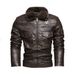 New Fashion Men's Leather Jacket Lapel Thermal Locomotive Slim Fit Trend Versatile Jacket Wallet_viptrois.com