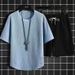 Men's Clothing Waffle Summer Casual Sportswear Loose Suit Trendy Short Sleeved T Shirt Set_viptrois.com