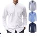 Men's Clothing Summer Shirt Men Spring And Autumn Fashion Men Youth Solid Color Shirt New Style Casual Simple Blue Long Sleeve Solid Color_viptrois.com