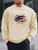Men's Loose Casual Fashionable Classic American Flag Print Round Neck Long Sleeved Sweatshirt Suitable For Autumn And Winter Wear_viptrois.com