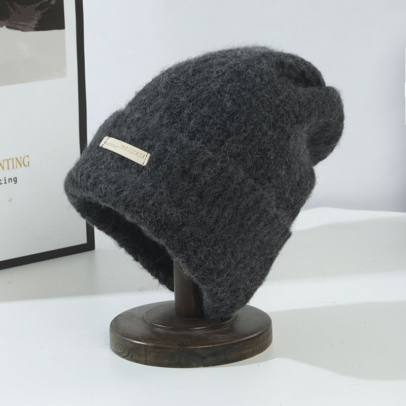 Hat for women in winter, thickened and warm knitted hat, Korean version, big head, ear protection, windproof, pile up_viptrois.com