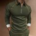 Zipper Stitching Lapel Polo Shirt Men's Long Sleeve T-shirt_viptrois.com