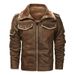 Loom Men's Fleece-Lined Sheepskin Plus Size Leather Coat Warm Motorcycle Thickened Casual Export Jacket European And American_viptrois.com