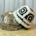 Rabbit hair handmade plush for women in autumn winter, furry tiger head lion hat, cute and revealing face, small yarn_viptrois.com