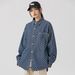 Men's Clothing Retro Autumn New Long Sleeved Shirt Jacket Couple Trendy Jacquard Denim Shirt_viptrois.com
