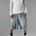Men's Clothing High Street Retro Washed Raw Edge Denim Shorts Personality Hot Diamond Shorts Wide Leg_viptrois.com