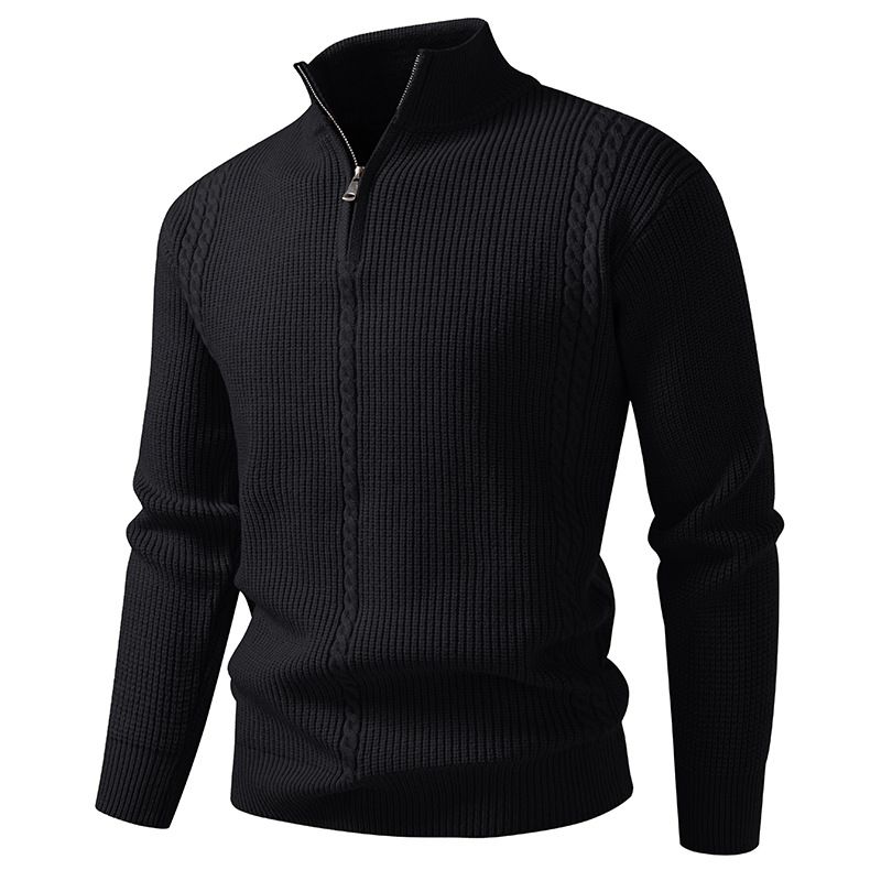 Men's Thick Knit Half-Zip Sweater - Oversized Casual Pullover For Autumn & Winter - Breathable Stretch Fabric (M-4XL, Multiple Colors)_viptrois.com