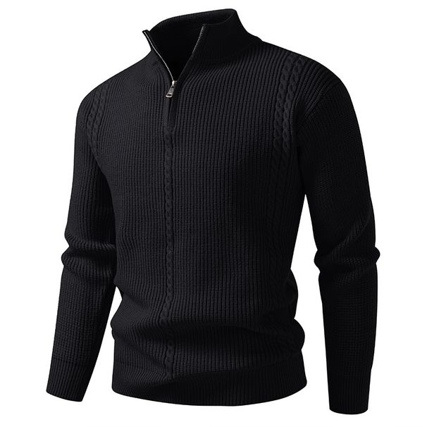 Men's Thick Knit Half-Zip Sweater - Oversized Casual Pullover For Autumn & Winter - Breathable Stretch Fabric (M-4XL, Multiple Colors)_viptrois.com