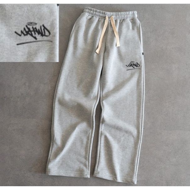 "Unisex Drawstring Wide-Leg Pants – Trendy Sketch Print Joggers With Adjustable Waist (S-4XL, Anti-Bacterial Rayon Blend)"_viptrois.com