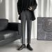 Men's Slim Fit Cropped Business Formal Trousers Tapered Leg High Quality Drape Suitable for Spring And Autumn_viptrois.com